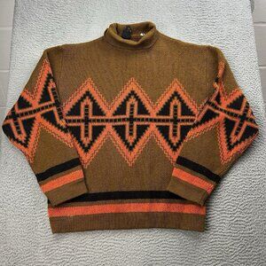 Janus Of Norway Pullover Brown Orange Sweater Wool Women’s Nordic Pattern